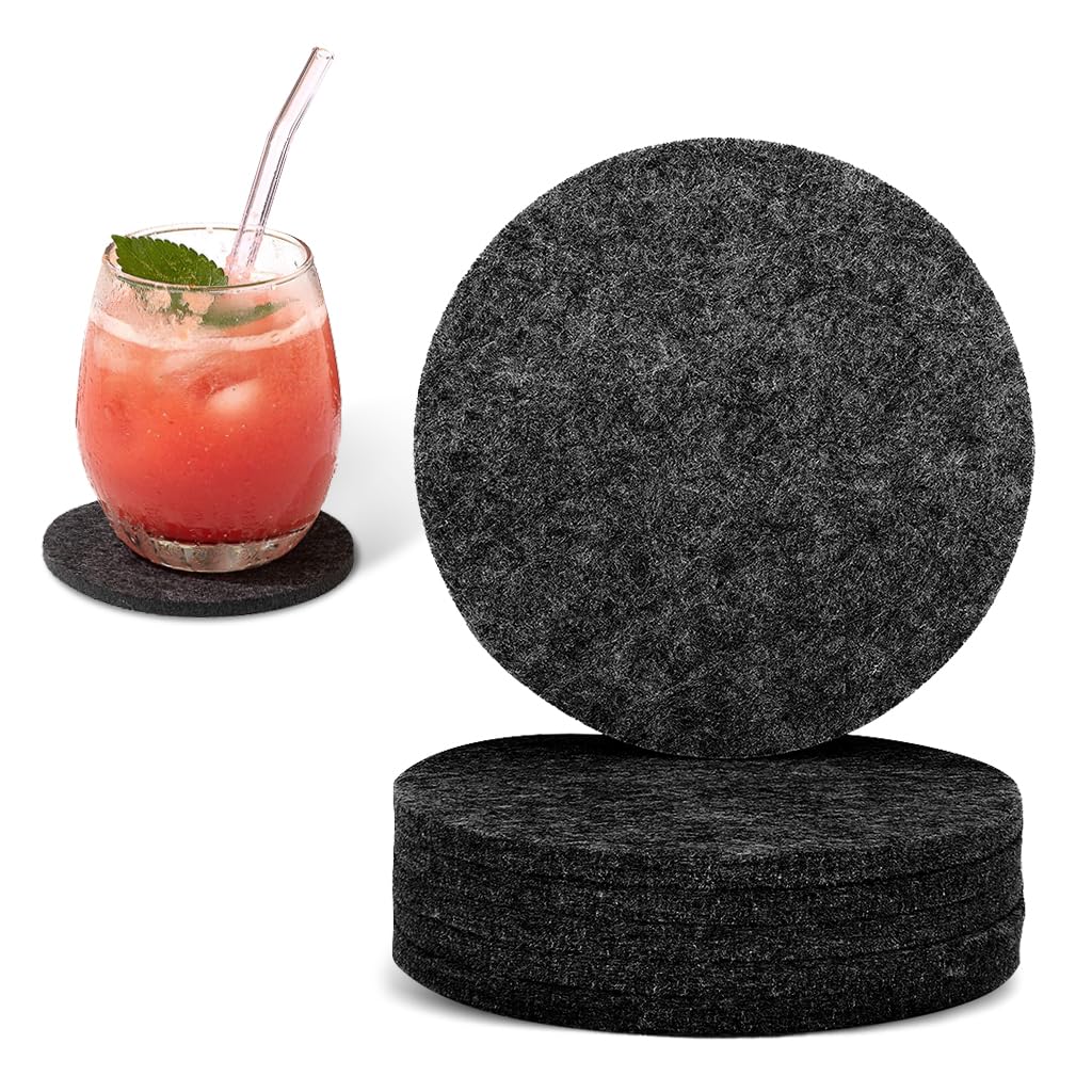 Supvox 6Pcs 3.93 Inch Round Felt Coasters - 3mm Thick Anti-Slip Double-Sided Minimalist Grey for Coffee & Tea Cups, Absorbent Felt Coasters for Home, Office, Gatherings Supvox 6Pcs 3.93 Inch Round Felt Coasters - 3mm Thick Anti-Slip Double-Sided Minimalist Grey for Coffee & Tea Cups, Absorbent Felt Coasters for Home, Office, Gatherings
